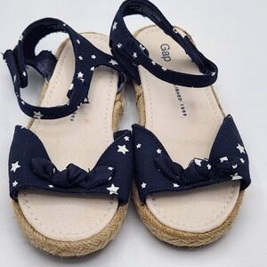 Gap Kids Girls Size 11 Blue Espadrille Star Jute Tie Sandals Shoes‎
